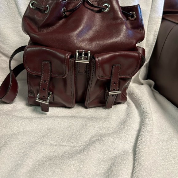 Prada Burgundy Leather Backpack - Picture 4 of 16